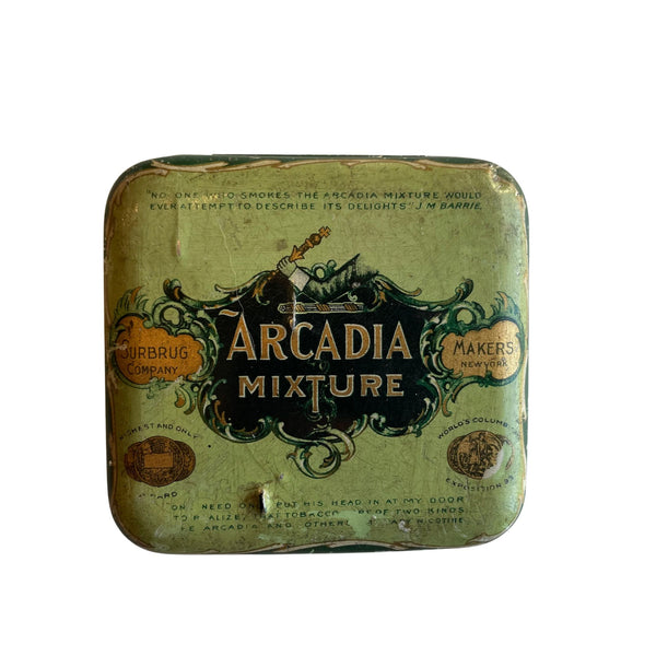 Vintage Arcadia Mixture tobacco tin in fair condition.