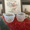 Fenton hobnail moonstone opalescent creamer & sugar set