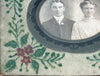 Antique photo of young couple in a hand painted fabric frame - Selective Salvage