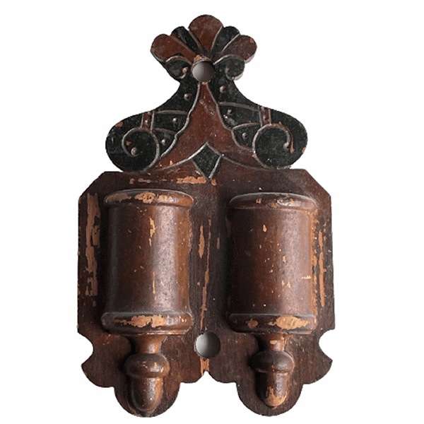 Handmade Victorian match holder, OOAK folk art (c 1910s) - Selective Salvage