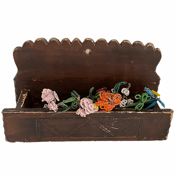 Primitive folk art wall box, hand carved (c 1920s) - Selective Salvage