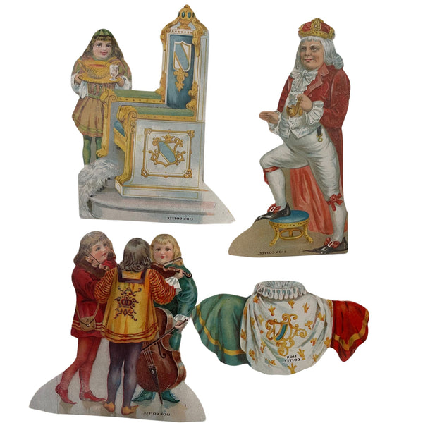 Vintage ephemera, complete Lion Coffee "Old King Cole" paper doll set