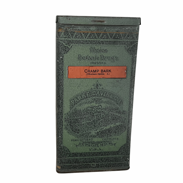 Antique "ParkeDavis" Choice Botanic Drugs tin, Cramp Bark (patent date 1894)