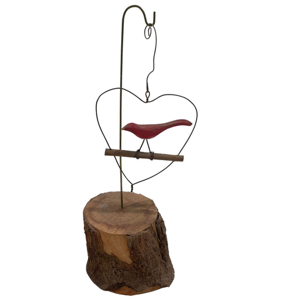 Primitive Bird on a Wire Sculpture