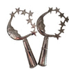 Pair of IOOF Rebekah staff toppers, crescent moon & stars (c 1920s) - Selective Salvage