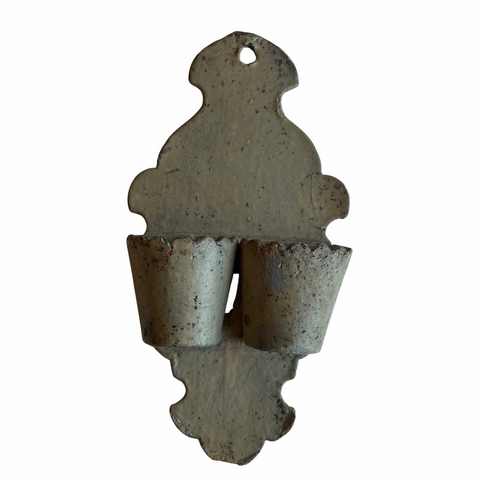 Handmade painted match holder, OOAK folk art (c 1900s) - Selective Salvage