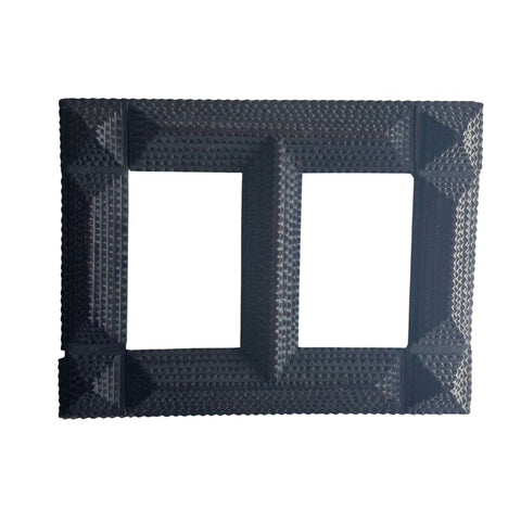 Antique hand carved tramp art frame, double opening (c 1900s) - Selective Salvage