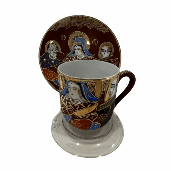 Kutani Japan moriage demitasse cup and saucer
