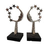 Pair of IOOF Rebekah staff toppers, crescent moon & stars (c 1920s) - Selective Salvage