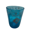 Blue Victorian hand painted floral glass tumbler