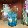 Antique Victorian blue glass tumbler, hand painted floral (c 1900s) - Selective Salvage