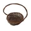 Vintage wicker woven gathering basket, American, offset twisted handle (c 1930s) - Selective Salvage