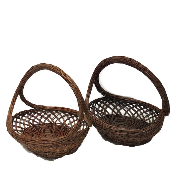 Pair of vintage American wicker gathering baskets (c 1930s) - Selective Salvage