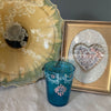 Blue Victorian hand painted floral glass tumbler