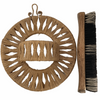 Antique clothes brush in hand woven raffia holder