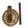 Antique clothes brush in hand woven raffia holder