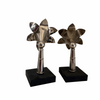 Pair of lily shaped Rebekah staff toppers mounted for display