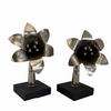 Pair of lily shaped Rebekah staff toppers mounted for display