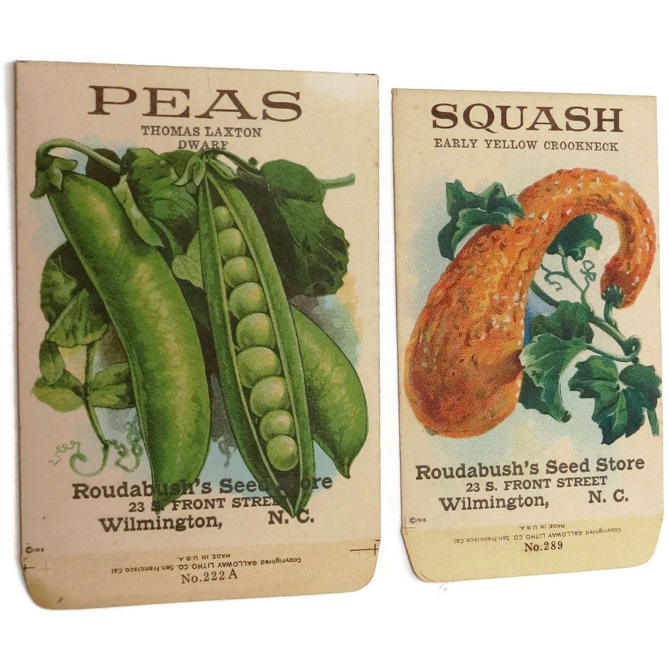 vintage garden seed packets Antique unused Galloway vegetable seed packets from Wilmington NC (c 1918)
