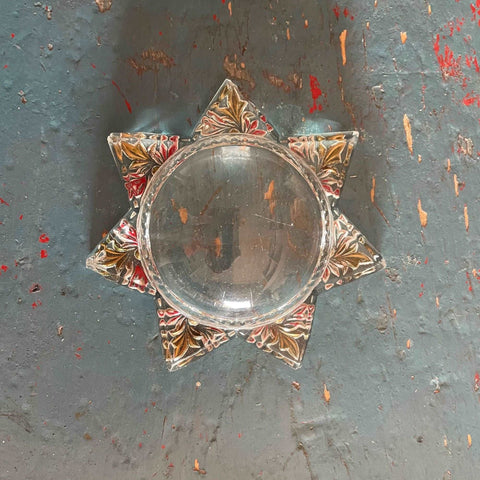 Antique Victorian Star Shaped Goofus Glass Paperweight (c 1900s) - Selective Salvage