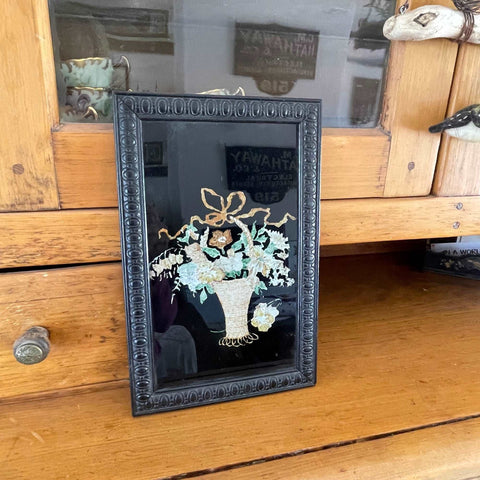 Early Tinsel Foil floral painting