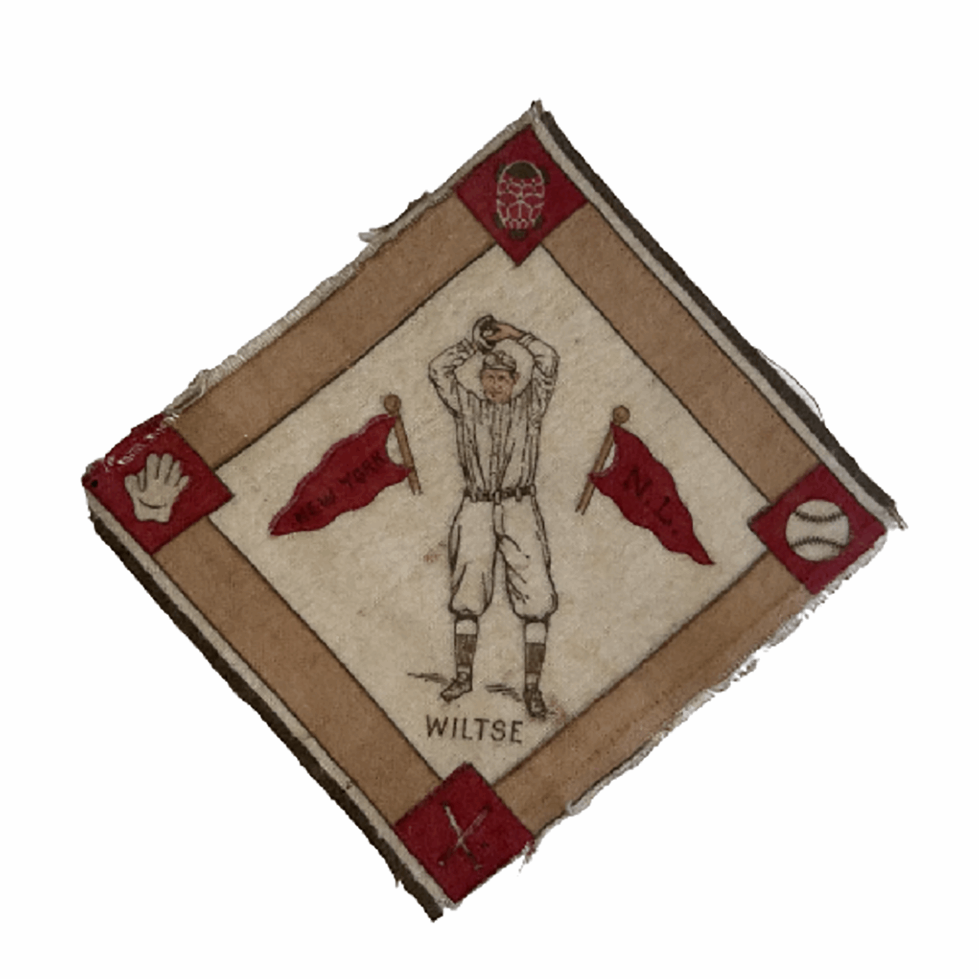 tobacco felt B18 George Hooks Wiltse Tobacco felt, NY Giants (c 1914) tobacco felt B18 George Hooks Wiltse Tobacco felt, NY Giants (c 1914)