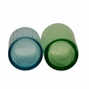 Two antique Victorian tumblers, hand painted, green and blue glass (c 1900s) 