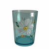 Two antique Victorian tumblers, hand painted, green and blue glass (c 1900s) 