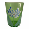 Two antique Victorian tumblers, hand painted, green and blue glass (c 1900s) 