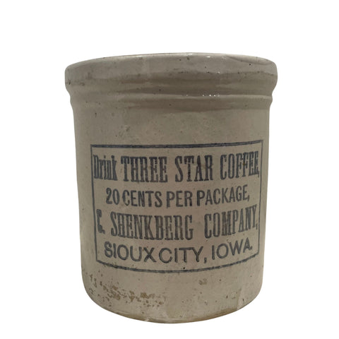 Red Wing Coffee Crock, "Drink Three Star Coffee" (c 1920s)