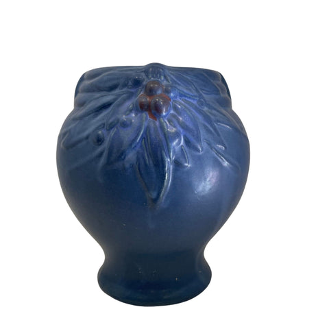 Vintage McCoy  "Leaves and Berries" vase, cobalt blue (c 1930s) - Selective Salvage