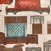 Antique uncut framed "McLoughlin Bros." paper doll furniture, dining room and bedroom (c late 1800s) - Selective Salvage