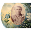 Antique Victorian celluloid mourning button, floral design on tin (c early 1900s) - Selective Salvage