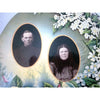 Antique Victorian celluloid marriage button, tin with floral design (c early 1900's) - Selective Salvage