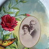 Antique Victorian oval marriage button, tin with butterfly design (c early 1900s) Selective Salvage