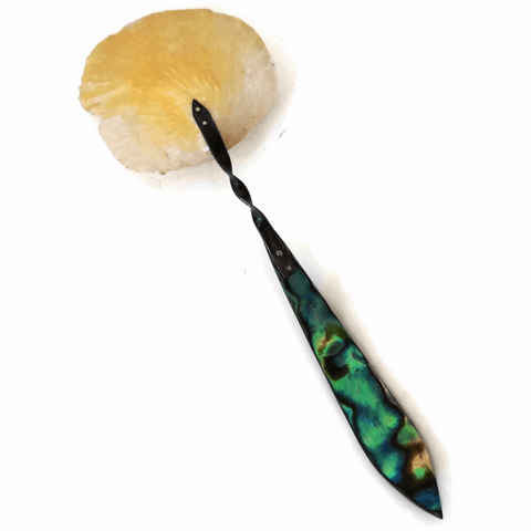 Antique Victorian caviar spoon, abalone bowl (c early 1900s) - Selective Salvage