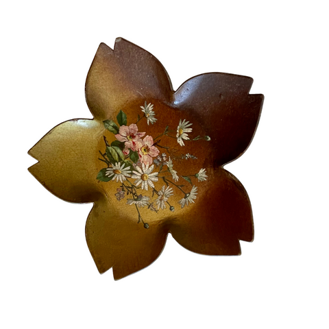 Vintage lacquered paper bowl, cottage floral design - Selective Salvage