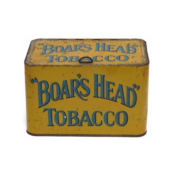 Uncommon antique "Boars Head" store counter tin, Pritchard and Burton (c 1910) - Selective Salvage