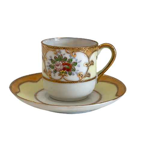 Hand painted Demitasse Cup and Saucer, made in Occupied Japan - Selective Salvage