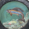 Vintage folk art painted fish plates, set of 3, signed Nellie B. Fish - Selective Salvage