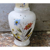 Vintage hand painted glass vase, fluted lip, floral design (c 1920s) - Selective Salvage