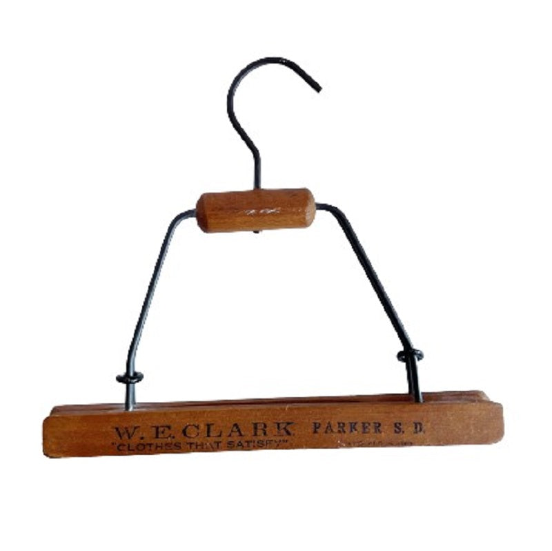 Antique wooden pants stretcher, advertising SD clothing store