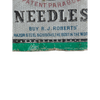 Vintage ephemera, "R.J. Roberts Needles" paper sleeve packaging - Selective Salvage