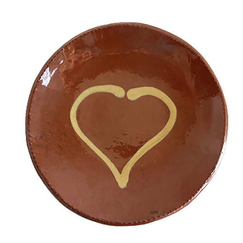 Vintage 7" redware heart dish, attributed to Steve Nutt (c 1990s) - Selective Salvage