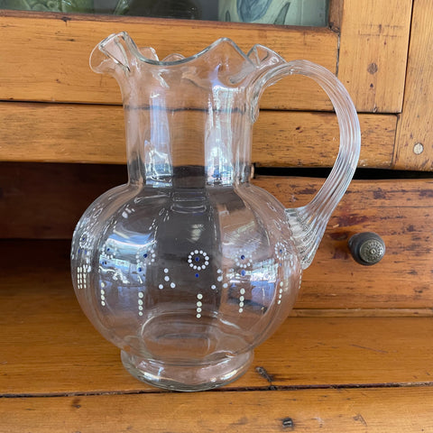 Cottage style painted glass pitcher
