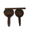 Two antique primitive wooden butter paddles, hand carved, bowl hook handles (c late 1800s) - Selective Salvage