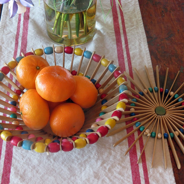 Vintage popsicle stick bowl and trivet (c 1960s) - Selective Salvage