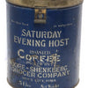 "Saturday Evening Host" commercial store coffee tin, Sioux City, IA (c 1900s) - Selective Salvage