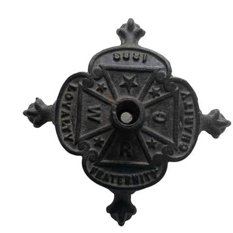 Antique cast iron Masonic flag holder