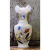 Vintage hand painted glass vase, fluted lip, floral design (c 1920s) - Selective Salvage
